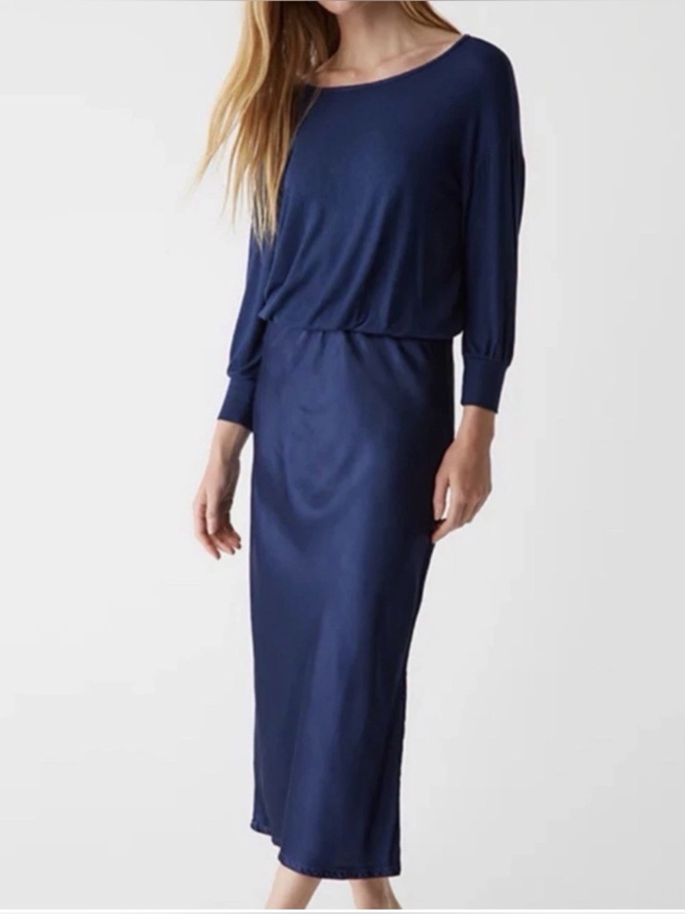 Michael Stars Nadia Mixed Fabric Dress Women’s Size S Blue